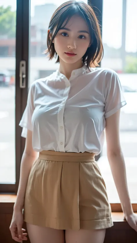 RAW photo, 1 girl, incredibly absurd, 20 years old, beautiful girl, (cute), (short hair), photo shoot, realistic, Depth of the bounds written, High resolution, Super detailed, delicate, very detailed, highly detailed eyes and face, sharp pupils, Realistic ...