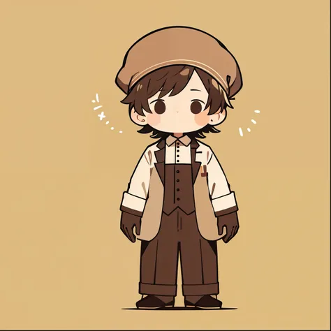 Flat Avatar, boy, alone, Expression of joy, brown hair,In brown eyes,Put on a hat.,Put on gloves,Boring,Tall,trousers