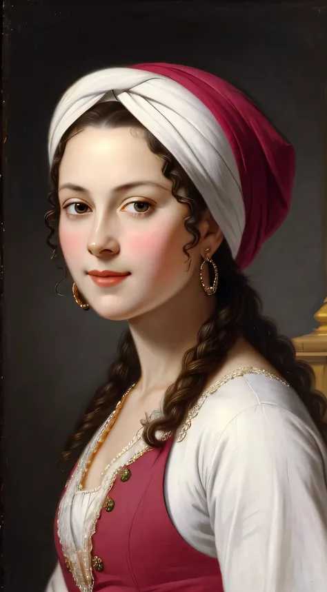 Unknown woman in a turban, masterpiece, portrait by Elisabeth Vigée-Lebrun, high resolution, very detailed, HD quality