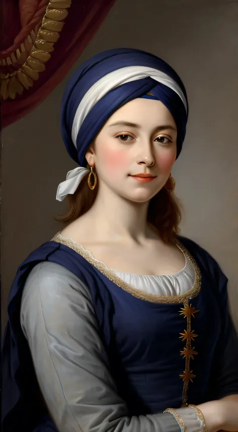 Unknown woman in a turban, masterpiece, portrait by Elisabeth Vigée-Lebrun, high resolution, very detailed, HD quality