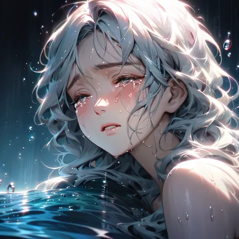 cry,Aesthetic,Extremely detailed,Tears,Red face,Wet eyelashes,Emotional expression,Extreme sadness,Drops of tears,Realistic textures,Highly refined details,Dramatic Lighting,Seamless color blending,Vibrant colors,Artistic Composition,Clearly layered brushs...