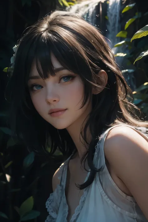 (extremely realistic) , (illustration), (Increase resolution), (8k), (very detailed), (best illustration), (beautiful and delicate eyes), (best quality), (very detailed), (masterpiece), (wallpaper), (detailed face), 1 girl, black straight hair, slim body, ...