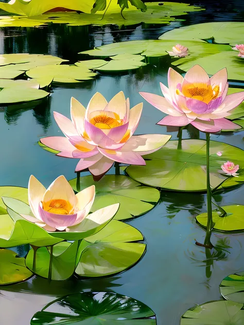 ((masterpiece)), (Photorealistic), (High resolution, Best Quality, Super detailed), (Highly detailed:1.2, unparalleled beauty),
Lotus flower, ((lotus flower blooming on water:1.2)), Hindu taste Lotus religious painting, ((lotus flowers blooming in paradise...