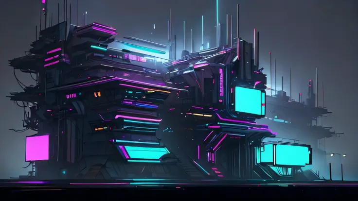 cyberpunk style holographic billboard