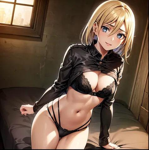 ((1girl)),((alone)), Reiss historia, (Shingeki no kyojin ),(masterpiece), (best quality), (ultra detailed), (best illustration), (best shadow), (absurdities ), sharp focus, cowboy shot, atmospheric perspective, depth of field, dynamic posture, ((looking at...