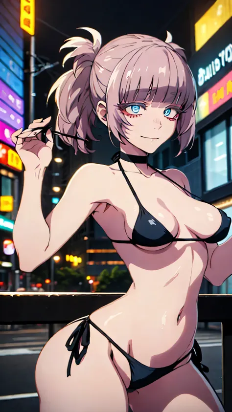 Nanakusa nazuna (Call of the night), Fleshy thighs, Instagram pose，Dynamic angle, Show armpits, ((Croptop, Underboobs)), Nipples, (E cup), Happy expression, (Entire body image:1.5), (8K, Best quality, A high resolution:1.35), (RAW photo:1.2), (Photorealist...