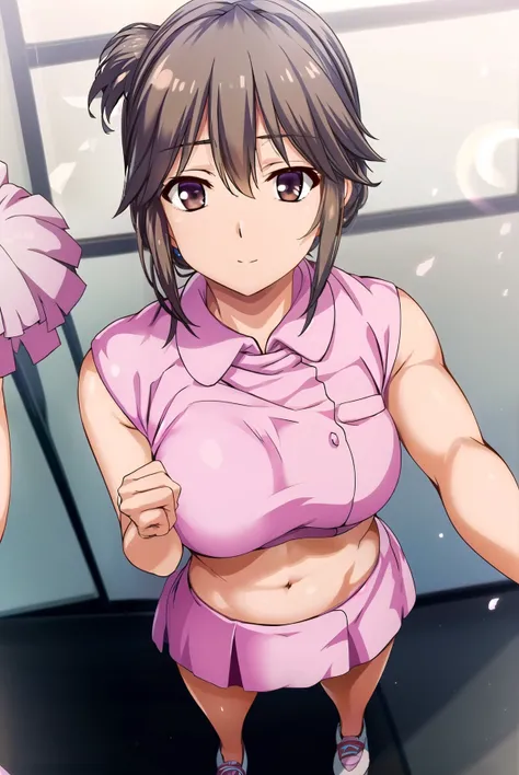 momoyaoyorozu, momo yaoyorozu, (black eyes:1.5), black hair, high ponytail, medium hair, ponytail, wide ponytail,
BREAK cheerleader, crop top, holding pom poms, midriff, navel, orange skirt, pink footwear, pom pom (cheerleading), pom poms, ponytail, skirt,...