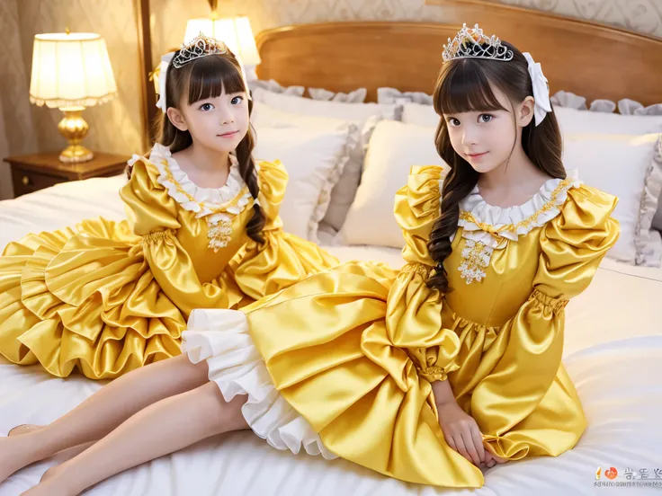 ,highest quality, masterpiece, highest resolution, artwork, super それにget used to it, many get used to it, get used to it, それにget used to it, 3k realistic pictures,,((twelve year old little girls)),Ultra-detailed juvenile face,three are princesses,full leng...
