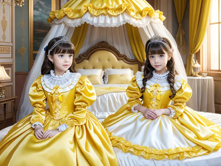 ,highest quality, masterpiece, highest resolution, artwork, super それにget used to it, many get used to it, get used to it, それにget used to it, 3k realistic pictures,,((twelve year old little girls)),Ultra-detailed juvenile face,three are princesses,full leng...