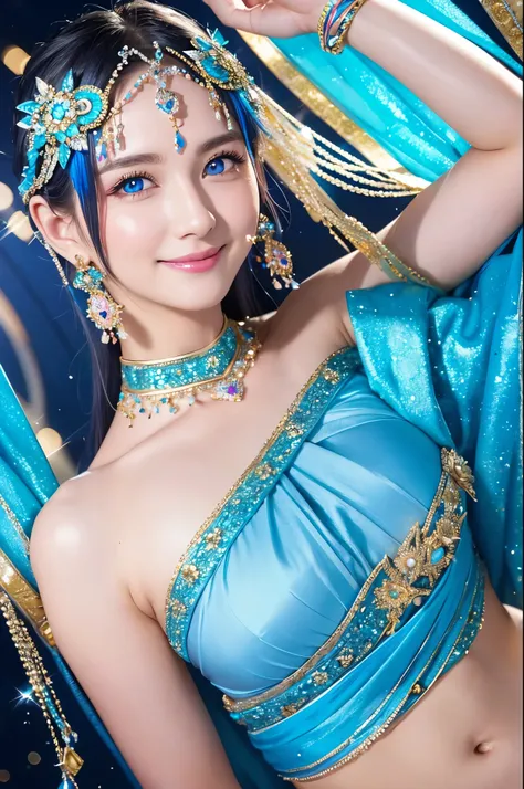 goddess、Ultra HD、High resolution、clear、Glittering ornaments、Soft Skin、Colorful and gorgeous jewelry、Beautiful Blue Eyes、smile、