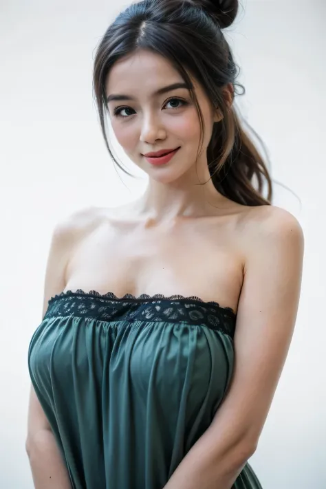 (old lady:1.7), transparent transparency, (light green chubby strapless dress), adorable, 1 girl, (face to face), , baby face, h...