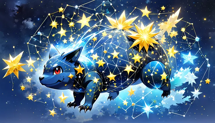 a constellation of stars in the shape of pokémon,