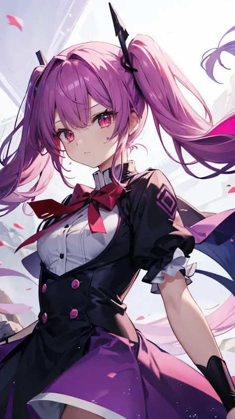 Too much exposure,Magical girl,Purple to red gradient hair Red eyes,Twin tails,