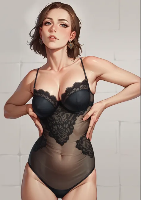 A beautiful woman wearing a sexy lingerie 