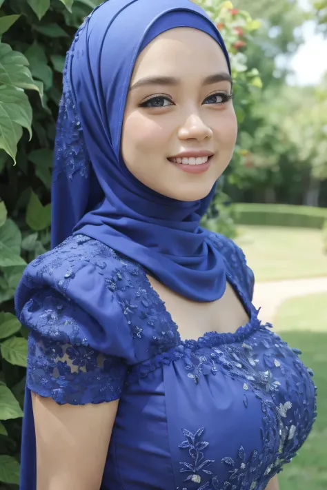 (Strapless dress), Chubby adorable, 1 girl, (face to face), , baby face, happy, half body portrait, (face details: 1), (eye details: 1), ((big breasts)). wearing transparent transparency soft soft long shirt, hijab, .. Cute posed. proportional body. Ultra ...