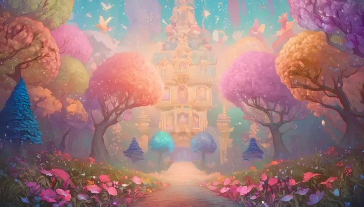 Aesops Fables, Andersens Fairy Tales, Grimms Fairy Tales, The Nutcracker-like illustration style, best quality, super fine, 16k, incredibly absurdres, extremely detailed, 2.5D, delicate and dynamic , glitter effect, background pastel and vivid color forest