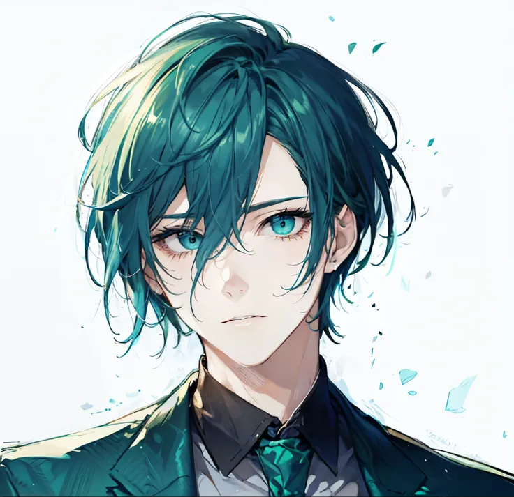 Top quality、Top quality image、Turquoise Hair、Sharp green eyes