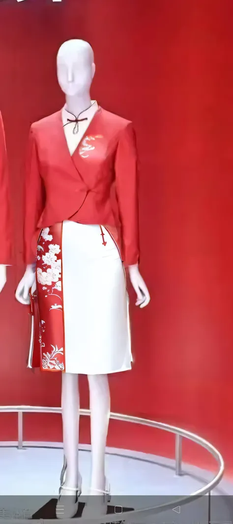 Red and white combination, etiquette, Chinese style, neo-Chinese style, qipao collar, simplicity, A-line skirt, short skirt