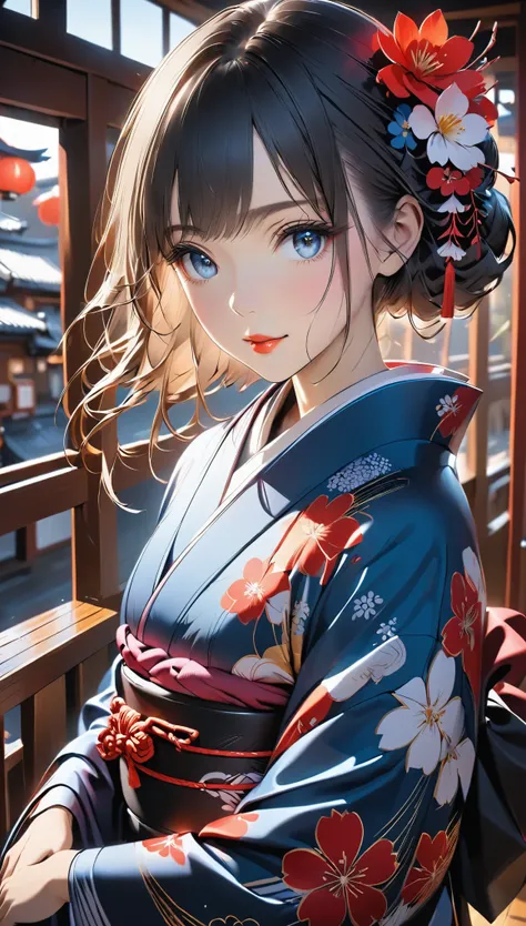 wearing a japanese kimono