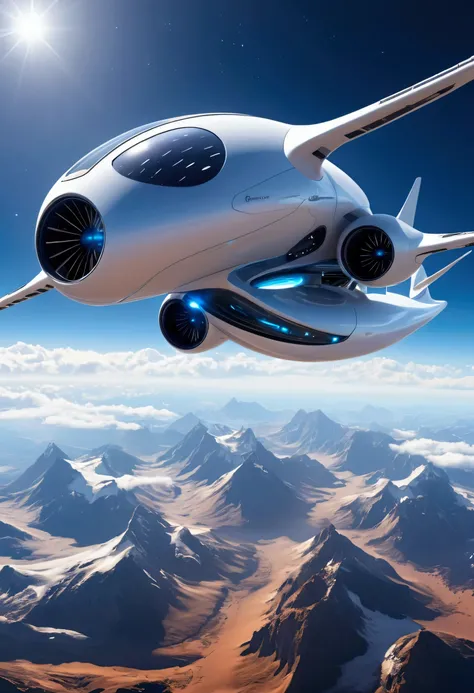 Futuristic aircraft designed to handle different gravitational conditions, Showcasing advanced technology and visual adaptations.