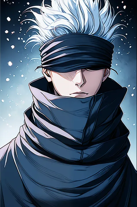 Satoru Gojo (thin man,White hair up, Black blindfold covering eyes and black clothing) Jujutsu Kaisen