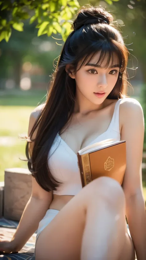 (((1woman)))  a hyper realistic ultra detailed photograph of a pretty chinese woman full pose style photorealistic full pose style at village background, long black hair, red eyes, dynamic pose, holding a book,  picture from head to leg, detailed symmetric...