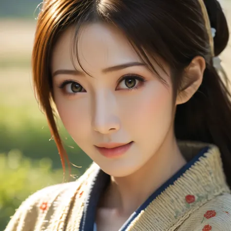 (best quality,highres,Ultra-detail),((portrait )),1 beautiful Japanese lady,Lovely, detailled eyes,beautiful detailed lips,extremely detailed face,longeyelashes,gentle smile,flowing hair,natural lighting, Wear an elegant Japanese kimono,