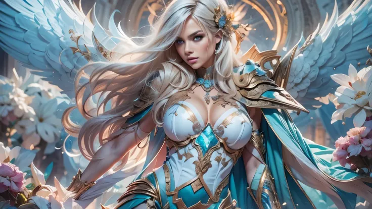 a close up of a woman in a silver and blue dress, chengwei pan on artstation, by Yang J, detailed fantasy art, stunning character art, fanart best artstation, epic exquisite character art, beautiful armor, extremely detailed artgerm, detailed digital anime...