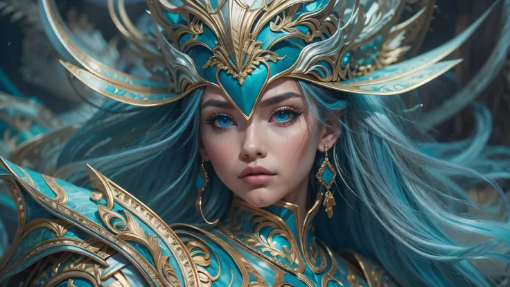 a close up of a woman in a silver and blue dress, chengwei pan on artstation, by Yang J, detailed fantasy art, stunning character art, fanart best artstation, epic exquisite character art, beautiful armor, extremely detailed artgerm, detailed digital anime...