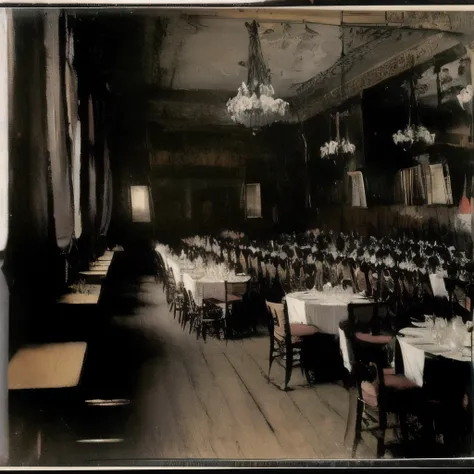 paris around 1900、inside the cabaret、a large number of guests、dancer