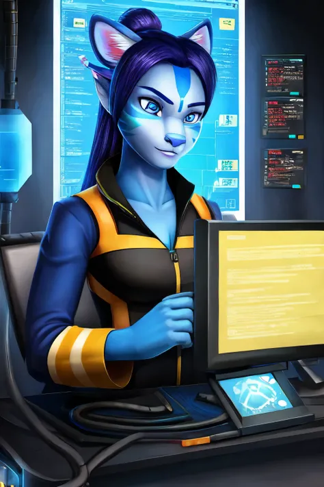 Create me an avatar that involves a strong, determined animal working in technology
