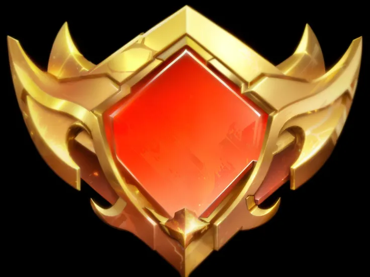 A red, gold and yellow card,Metal Material,Metal Reflection,There are golden wings on it, league of legends champion, Epic Legends Game Icon, League of Legends style, Coat of Arms, League of Legends Inventory Items, Stylized game icons, League of Legends s...
