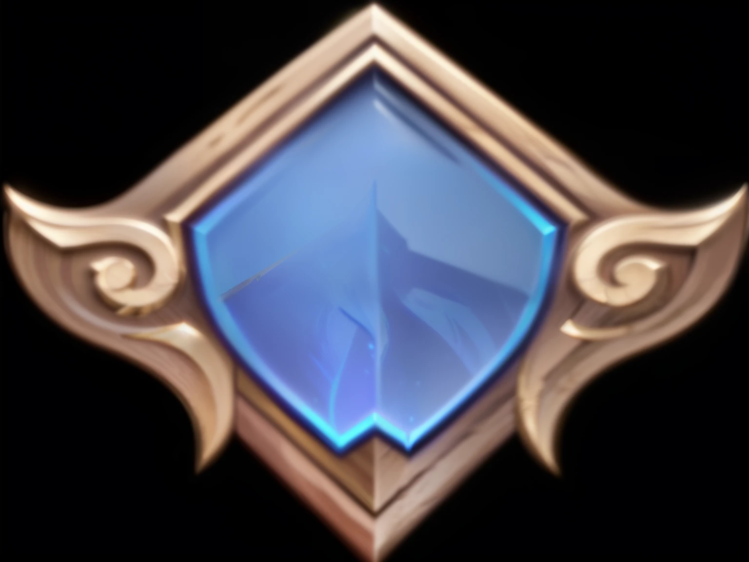 Blue bronze emblem with wings on black background,Wood grain winding ,Fantasy Shield, Shield, hearthstone style, Qatar, League of Legends库存物品, League of Legends冠军, Stylized game icons, Coat of Arms, Heartstone original art style, Fantasy game spell symbols...