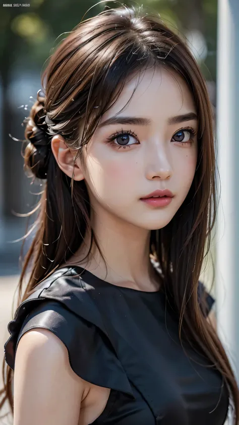 8k, ultra High resolution, highest quality, masterpiece, surreal, photograph, 1 girl, (:1.3), ((solo)),cute, cute face, Beautiful eyes in every detail, Black silk dress、intellectual,(Gaziantep:1.5), close, masterpiece, highest quality, raw photograph, Real...