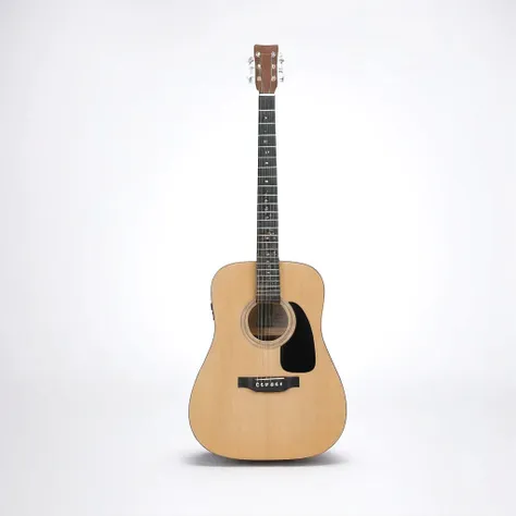 commercial photography, acoustic guitar, muji、background is white