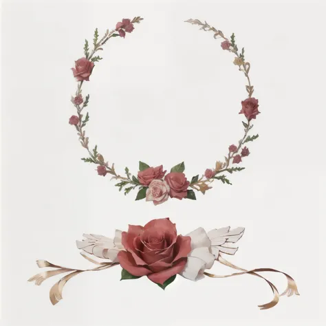 um conjunto de duas coroas de flores com rosas e bagas, flor decorations, flor frame, ornamentos florais, desenho floral, rosas decorativas, elegant flors, videiras florais boho, Coroa Floral, coroa de rosas, coroa de rosa, flor elements, decorative flors,...