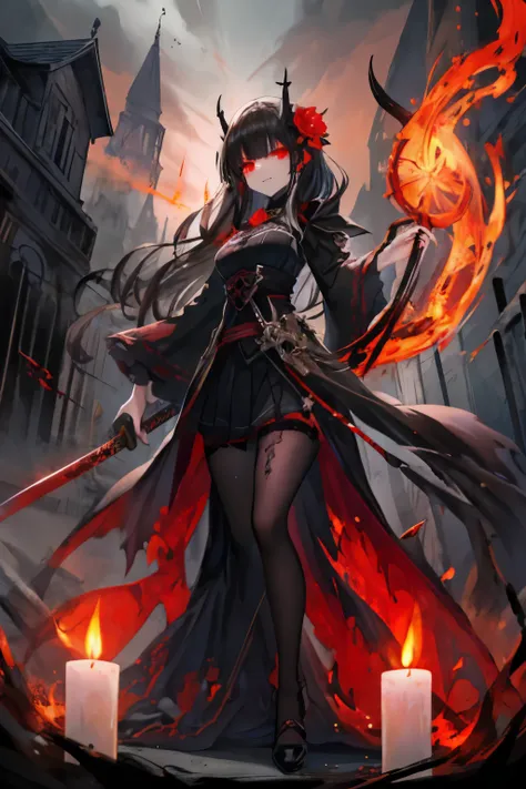 masterpiece, Highest quality, High resolution,(Highest quality,4K,High resolution,masterpiece:1.2),Very detailed,Realistic:1.37,masterpiece, Highest quality, Exquisitely crafted, woman, beautiful, elegant, smile, Blood, iridescent Long Hair, bangs, skirt, ...