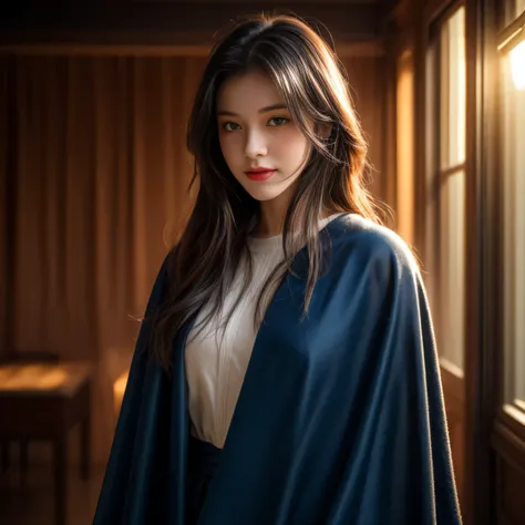 photorealistic, masterpiece, photorealistic, high resolution, soft light, hips up, blue eyes, lime hair, long hair, Intricate details EABA, amber color cloaks, short hand-fan, Royal Poet, Hanfu, dandy, floating cloak in wind, a warm room full of light on b...