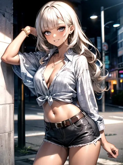 (masterpiece, highest quality, extremely detailed CG), perfect pixel, one girl, cute, perfect body, anatomically correct, beautiful eyelashes, 20 years old, gyaru, (clear make up:1.1), BREAK ((brown skin:1.3)), ((tanned skin:1,3)), blonde hair, long hair, ...