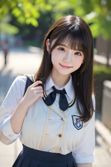 (School Uniform)、((1 student))、Random pose、(Highest quality,masterpiece:1.3,Ultra-high resolution,),(Ultra-detailed,Caustics),(Photorealistic:1.4,RAW shooting,)Ultra-Realistic Capture,Very detailed,High resolution 16K human skin closeup、 The skin texture i...