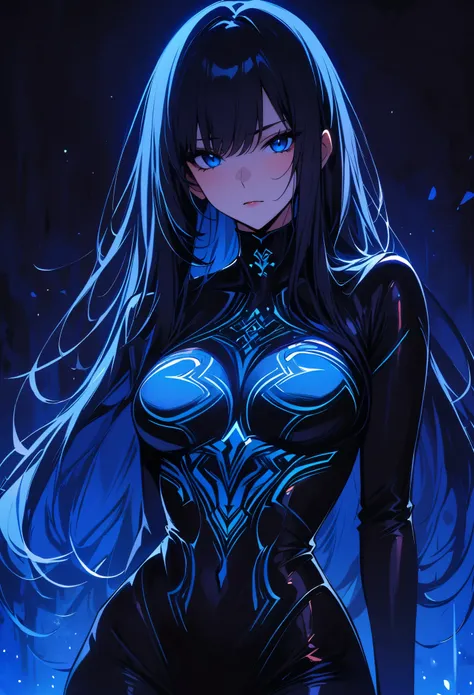 (masterpiece, best quality:1.2), Black Light Art，1 girl, solitary，Tight Fit衣，，White，白色Tattoo，Tattoo，Tattooed chest，Chest，，Tight Fit衣，Tight Fit，
