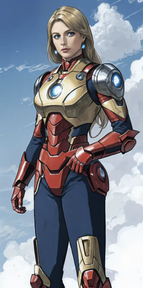 Mercedes von Martritz in Iron Man armor: Mark XLIX Rescue Armor, Detailed costume design