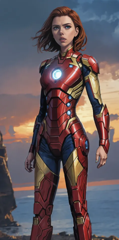 Scarlett Johansson in Iron Man armor: Mark XLIX Rescue Armor, Detailed costume design
