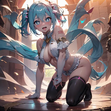 (masterpiece),(Highest quality),(Super detailed),(Best illustrations),(Best Shadow),(Absurd),(Detailed Background),(so beautiful), 16K, 4K, (so beautiful)Hatsune Miku, One person, alone, ((, , )), long hair, , BREAK (heart-shaped pupils:1.4), , spoken hear...