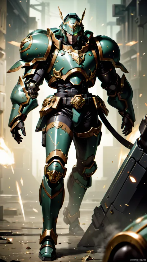 (masterpiece:1.5, best quality:1.5, extremely delicate:1.5), ((male:1.5)), a man wearing a full-face helmet, a biotech armored combat suit, green eyes, (a composite layered chest armor), fully enclosed shoulder guards, matching arm and leg guards, a belt o...