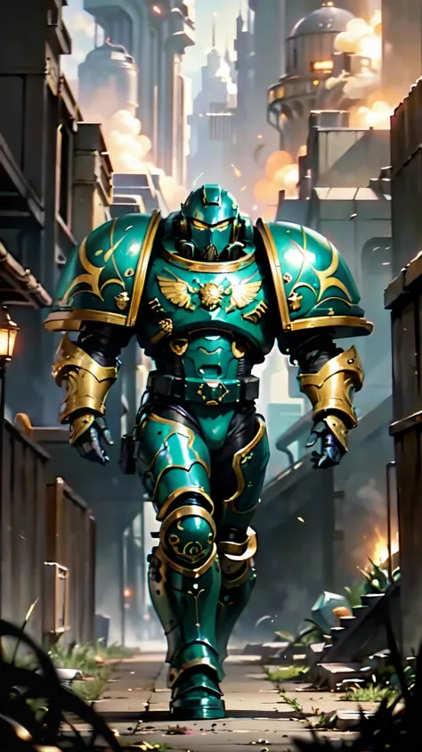 (masterpiece:1.5, best quality:1.5, extremely delicate:1.5), ((male:1.5)), a man wearing a full-face helmet, a biotech armored combat suit, green eyes, (a composite layered chest armor), fully enclosed shoulder guards, matching arm and leg guards, a belt o...