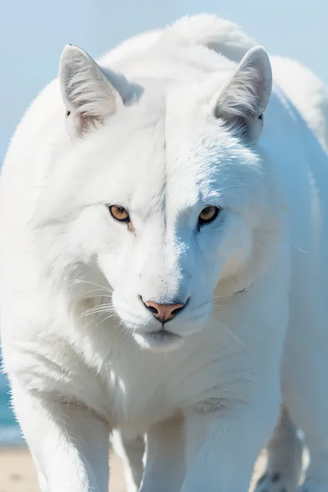 Create an image with an animal that symbolizes the color white. That already power of expression and power and strength.