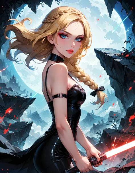 dark fantasy art of score_9, score_8_up, score_7_up, rating_questionable, fantasy, lighting, epicphoto 1girl, solo, sith lord (a...