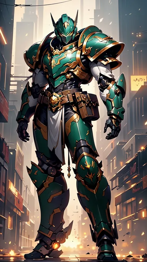 (masterpiece:1.5, best quality:1.5, extremely delicate:1.5), ((male:1.5)), a man wearing a full-face helmet, a biotech armored combat suit, green eyes, (a composite layered chest armor), fully enclosed shoulder guards, matching arm and leg guards, a belt o...