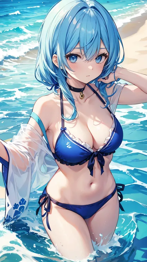 Suisei Hoshimachi Blue hair Blue eyes,  Swimwear